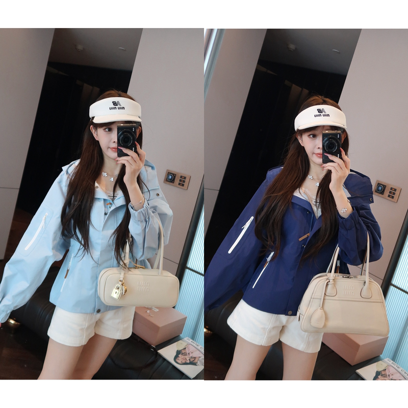 Yoululu Outdoor Packable Slim Waist Hooded Long Sleeve Jacket Women's Autumn 2026 New Lightweight Short Top
