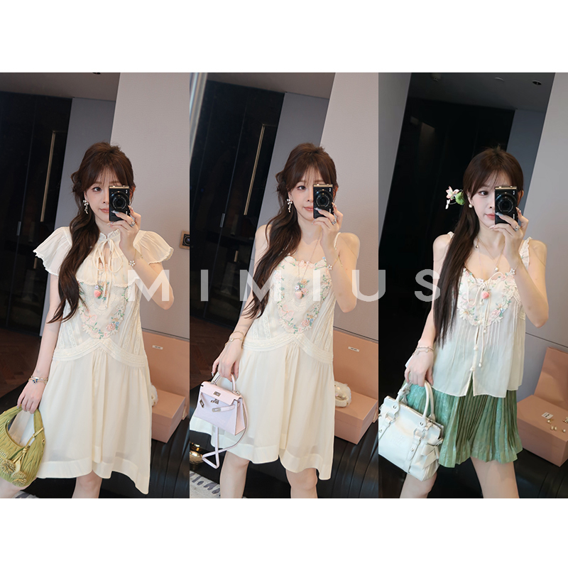 Yoululu Heavy-Duty Three-Dimensional Beaded Embroidery New Chinese Style National Style Spaghetti Strap Dress for Women Summer Sleeveless A-Line Short Dress Yoululu Heavy-Duty Three-Dimensional Beaded Embroidery New Chinese Style National Style Spaghetti Strap Dress for Women Summer Sleeveless A-Line Short Dress