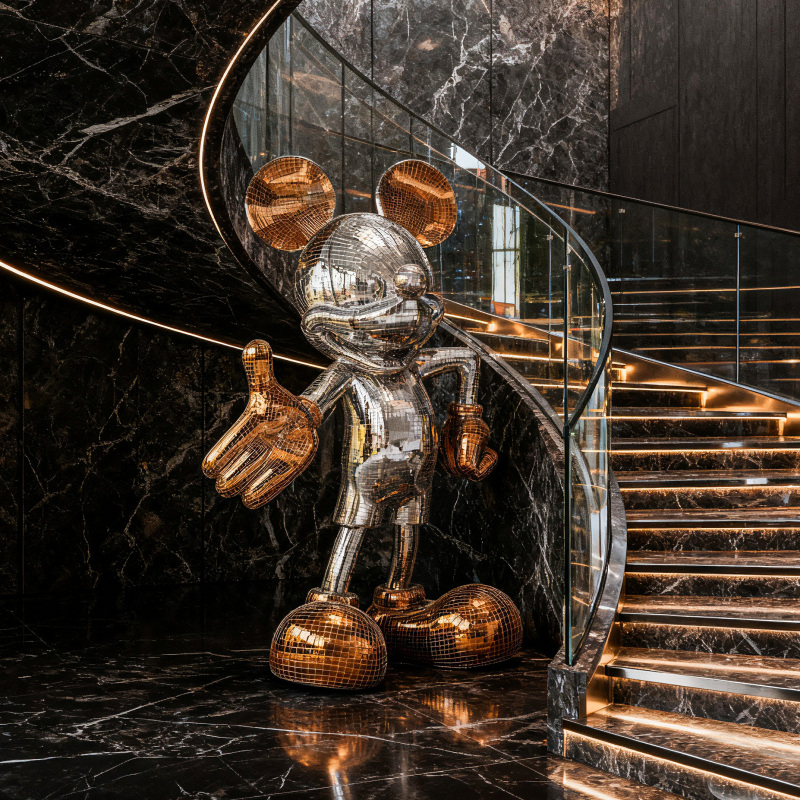 Welcome Mickey Large Floor-Standing Cartoon Figure with Sequins, High-End Decoration for Sofa Side, Store Opening, Housewarming