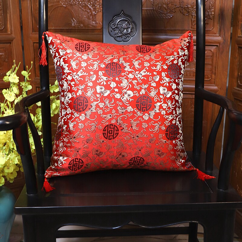 Chinese Mahogany Sofa Pillow Cushion Chinese Style Classical Living Room Pillow Back Pillow Pillow Cover Containing Core Pillow Waist Cushion