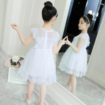 Girl dress Summer Super foreign air 2019 new little girl costume children summer white princess skirt