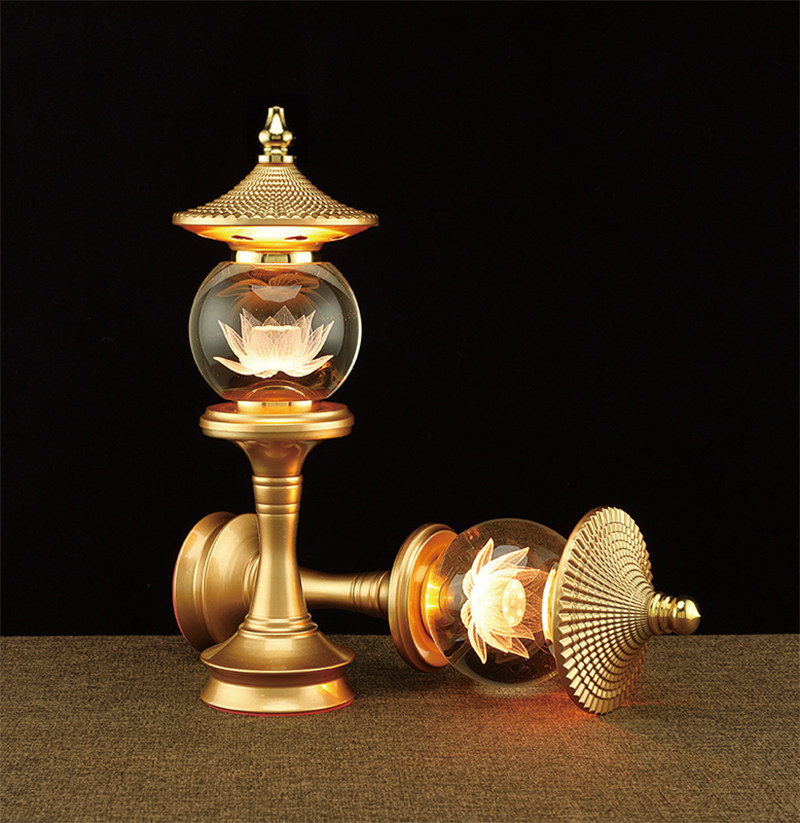 New LED crystal seven color lotus lamp Buddha for lantern glazed lamp Buddha lamp for lamp Buddha table handicraft charge Home-Taobao