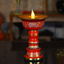 Enamel color electronic butter lamp plug-in charging Lotus Candlestick Tibetan Buddha lamp LED Changming lamp