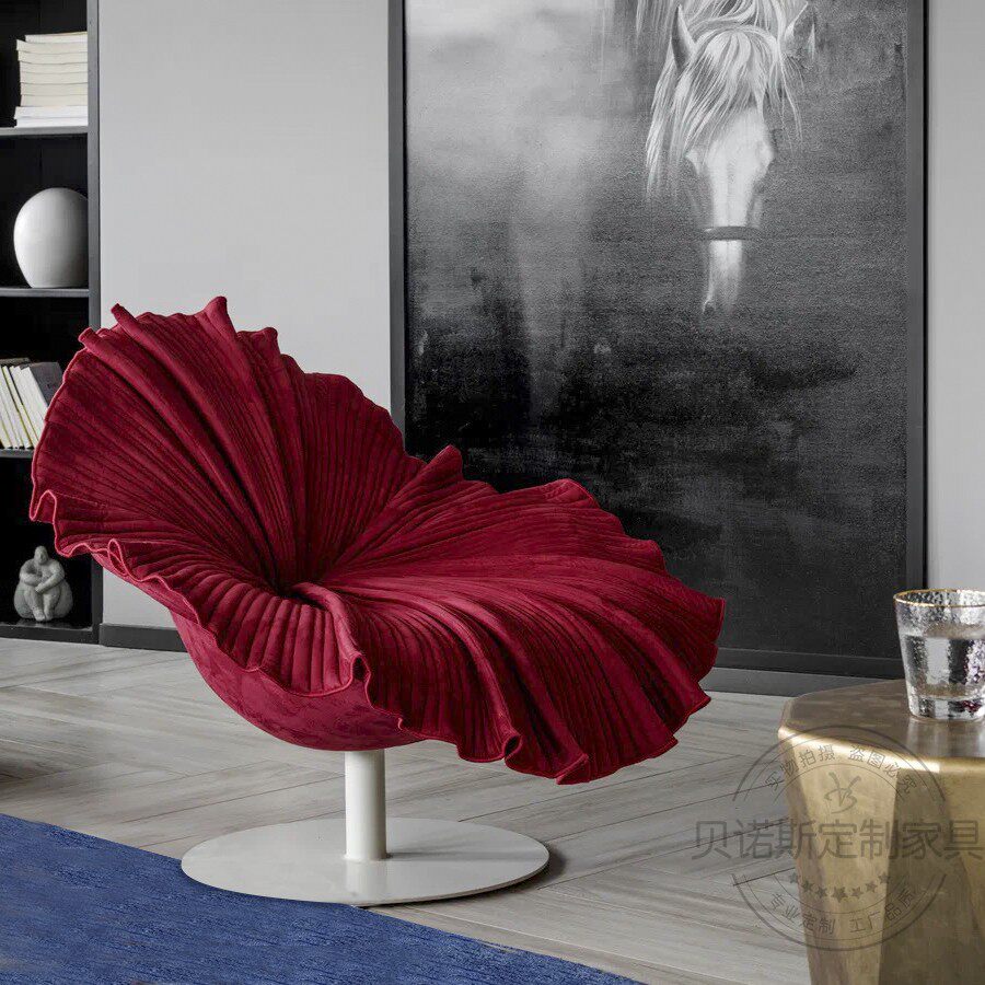Nordic designer classic creative petal chair sample room glass fiber backward rotating flower chair