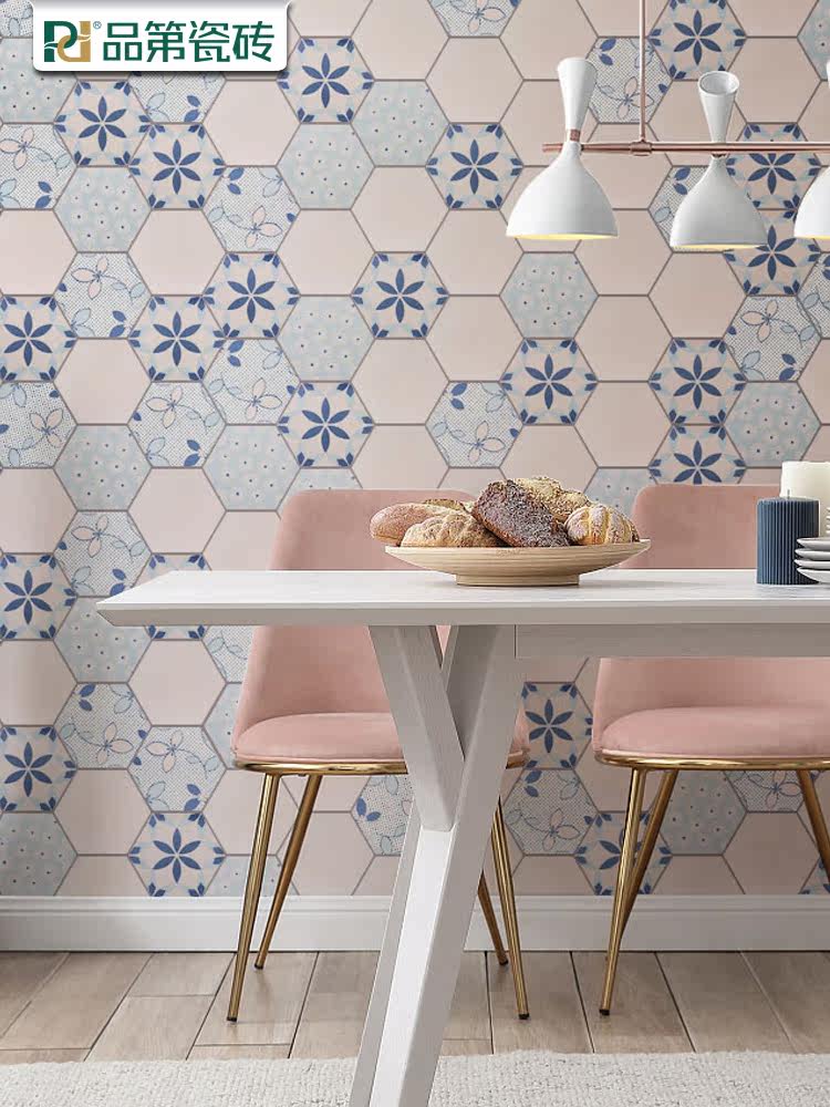 Nordic Pink hexagonal tiles hexagonal tiles background wall Kitchen powder room Bathroom Balcony Non-slip floor tiles