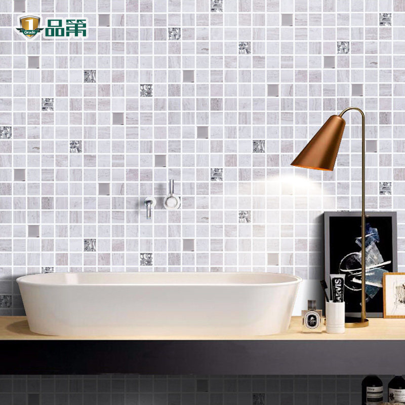 Grey Wood Grain Stone Mosaic Marble Tile Makeup Room Bathroom kitchen Balcony Natural culture Stone Background Wall