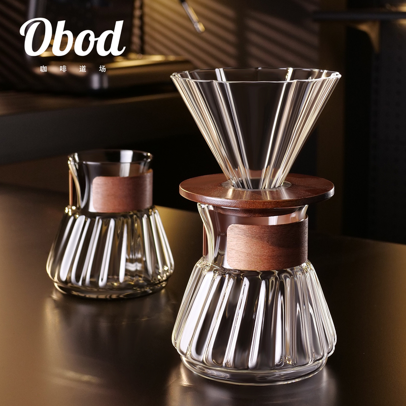 Obod Pour-Over Coffee Maker Set, Coffee-Specific Pour-Over V60 Filter Cup, Glass Sharing Pot, Hand-Grind Coffee Equipment Obod Pour-Over Coffee Maker Set, Coffee-Specific Pour-Over V60 Filter Cup, Glass Sharing Pot, Hand-Grind Coffee Equipment