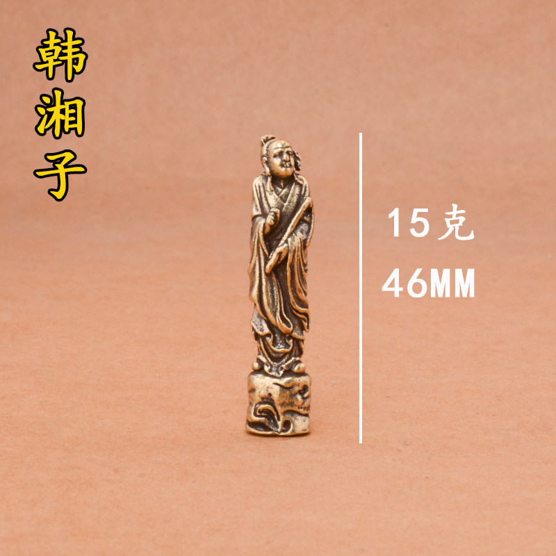 纯黄铜八仙过海铜像桌面摆件古玩杂项铜雕神像工艺品文玩茶宠摆饰-淘宝
