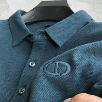 High end color cotton is very soft ~ embroidered long sleeve t-shirt male flip collar autumn clothing jacket loose middle-aged man polo shirt