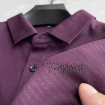 High-end twill water soft fabric ~ long sleeve t-shirt male spring fall collar shirt collar business middle-aged man polo shirt