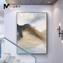 Pure handmade oil painting Nordic modern simple abstract decorative painting golden line porch corridor restaurant hanging painting customization