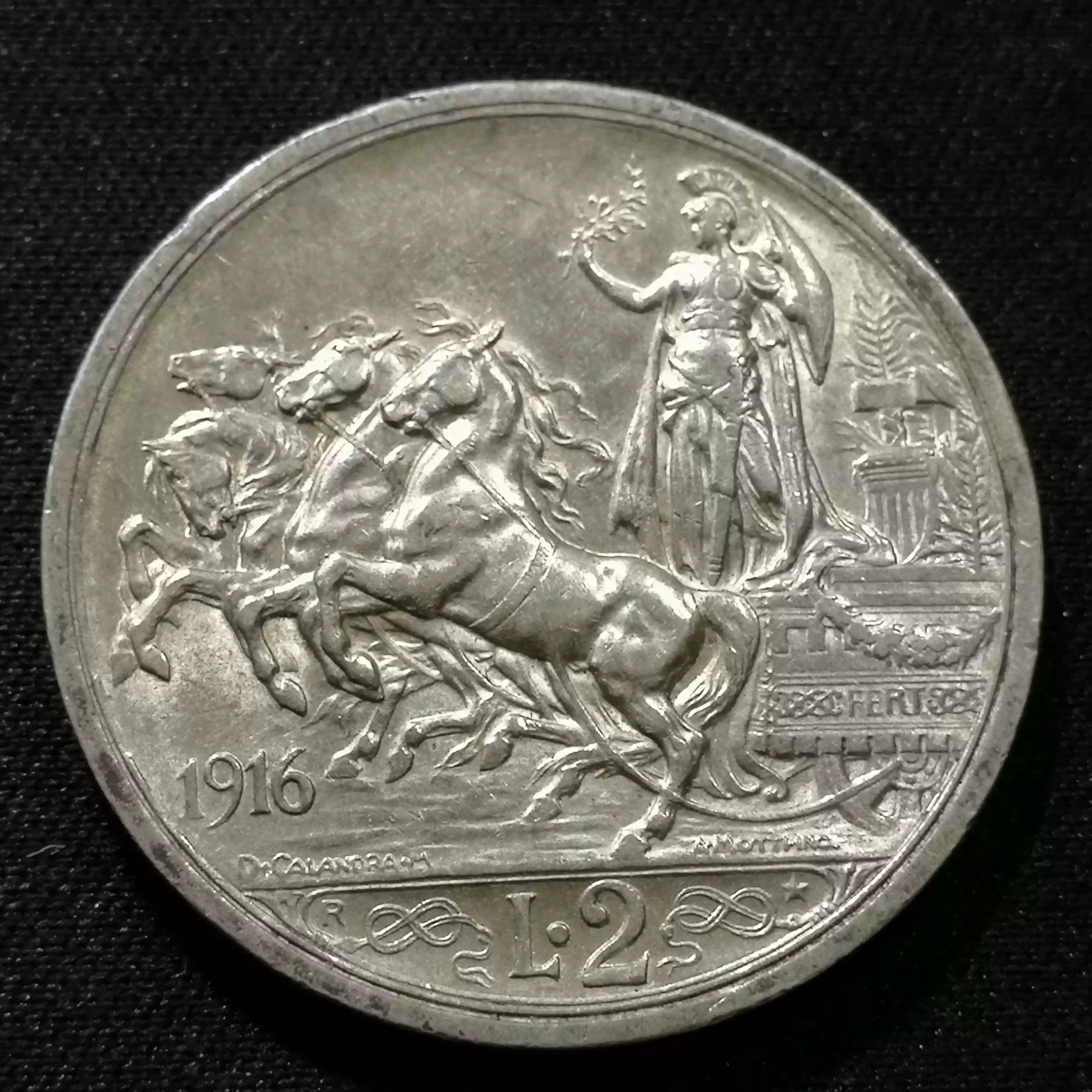 意大利硬币1916年2里拉银币货号X6649