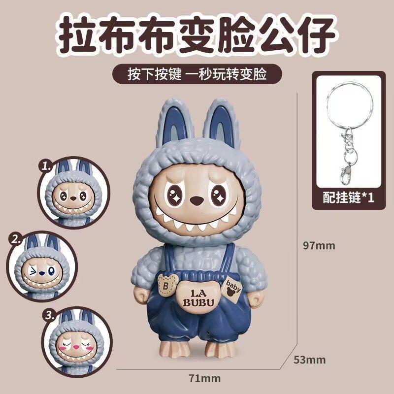 New Product Labubu Face-Changing Doll Pendant Trendy Cartoon Gift Keychain Ornament Stress Relief Toy for Men, Women, and Children