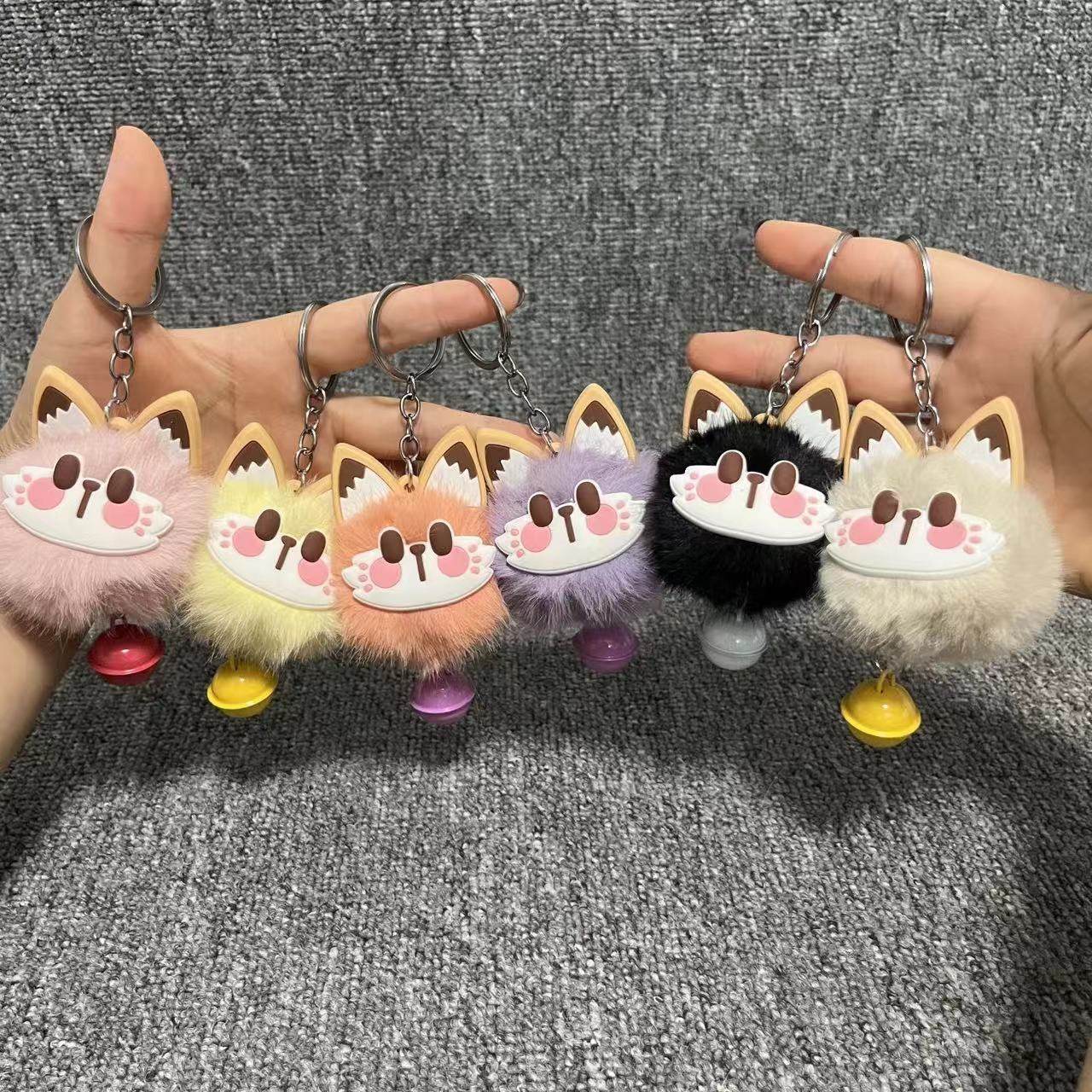 Cute Bell Lucky Cat Plush Pendant Keychain, Unique Back-To-School Gift for Best Friends, Dormitory, School, Bag Gift