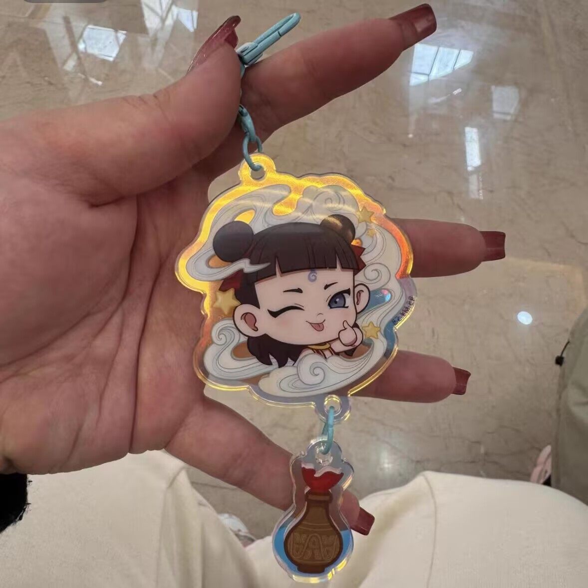 Nezha: the Demon Child Cartoon Star Bell Keychain Backpack Accessories Children's Gift Student Prize