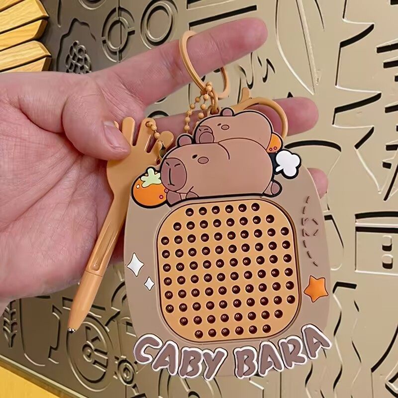 Internet-Famous Creative Capybara Cartoon Stress-Relief Magnetic Steel Ball Drawing Board Keychain Small Gift Pendant