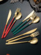 Western dining tableware knife and fork set 304 stainless steel high-end household high-value ins style steak knife and fork spoon three-piece set