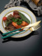 Western dining tableware knife and fork set 304 stainless steel high-end household high-value ins style steak knife and fork spoon three-piece set