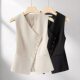 2026 Irregular Vest Vest ແມ່ຍິງອອກແບບໃຫມ່ Top Waist Slim Temperament Wear Suit Pony Clip