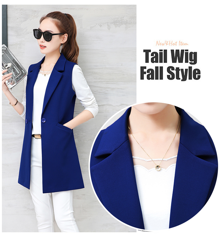 2018 phụ nữ mới vest phần dài mùa xuân và mùa thu không tay tự trồng hoang dã phù hợp với áo khoác vest vai vest mùa đông bộ vest nữ