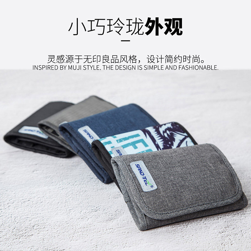 Three-fold wallet men's multi-functional outdoor sports wallet tactical canvas nylon student wallet trendy short card bag women