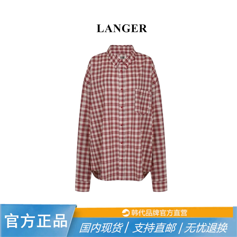 Korean Langer Shirt, the Same Style as Nakamura Ichiyo, Red Long-Sleeved Plaid Shirt, Lazy Style Casual Top Jacket