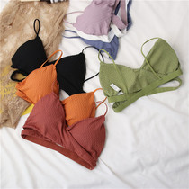 Korean girl students without steel ring white high school gathering sexy suspenders small vest beauty back bra cotton thin