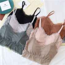 New beauty back lace sling vest thin shoulder strap bottom sexy breast wrap underwear womens net red anti-light