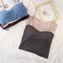 New product tube chest pad thin shoulder strap female cotton base inside and sexy tight-fitting outer open umbilical short camisole vest