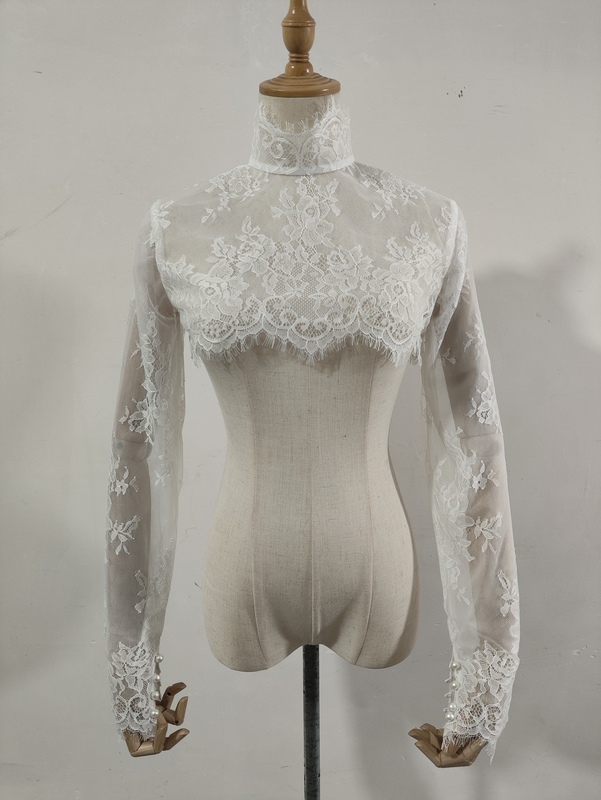 Wedding Dress Accessories White Lace Jacket Sleeves Bridal Decorative Sleeves Small High Collar Long Sleeves Pearl Buttons Wedding Dress Accessories White Lace Jacket Sleeves Bridal Decorative Sleeves Small High Collar Long Sleeves Pearl Buttons