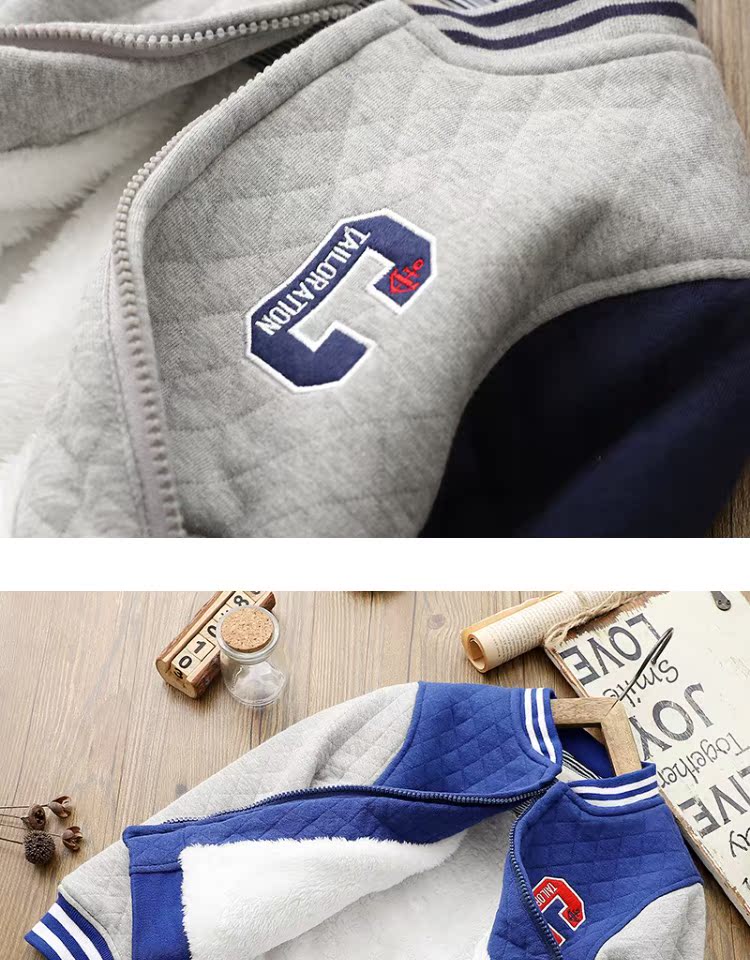 Áo khoác cotton trẻ em cộng với áo nhung cho bé trai ấm áp mùa đông 2018 áo dạ bé trai