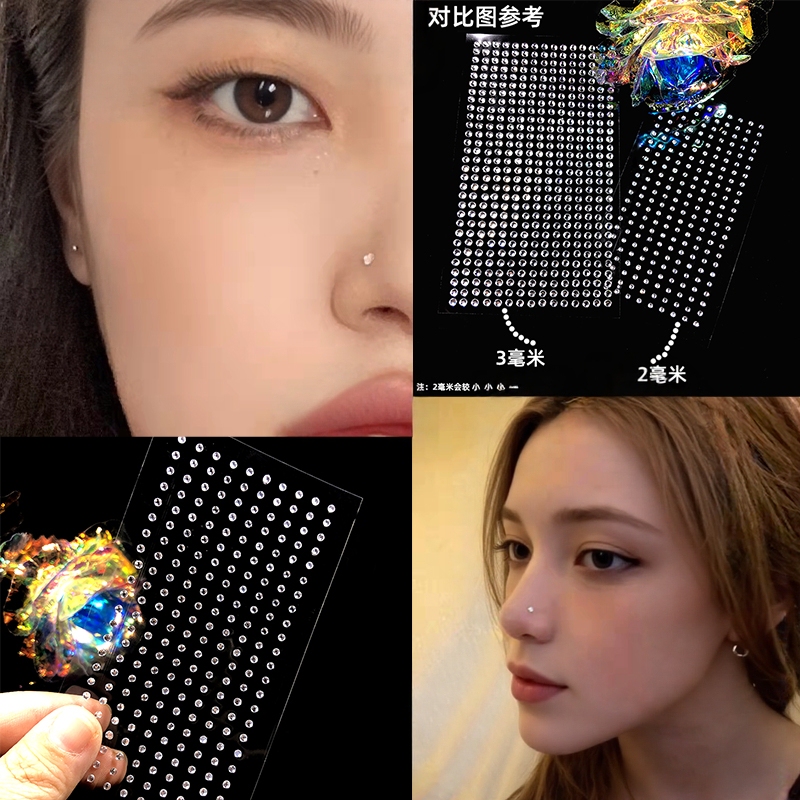 Trendy Nose Studs with Rhinestones, Glue-Free, Self-Adhesive, European and American Style Devil Studs, No Piercing Required, Halloween, Suitable for Children, Cool Girl Punk Style