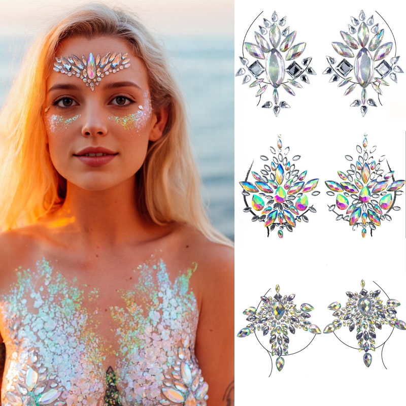 Chest Rhinestone Stickers, Electronic Music Makeup Rhinestones, Face Stickers, Body Glitter, Music Festival, Disco, Nightclub Makeup, Chest Stickers, Halloween Accessories, Rhinestones
