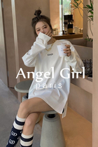 Sandro Mike early spring hit undershirt woman 202200 lap pure cotton with long section side open fork T-shirt loose blouse