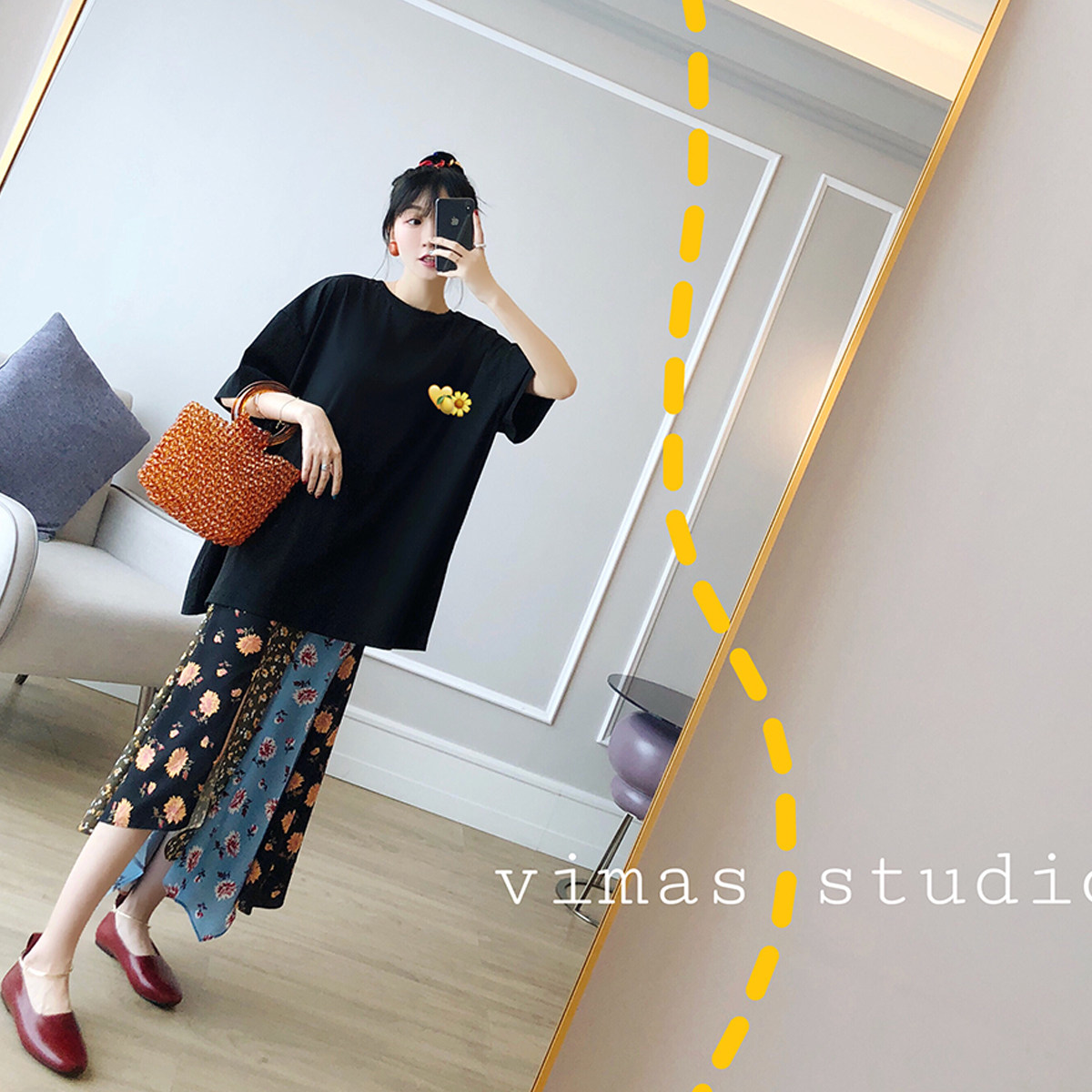 Sold out collection plus purchase, etc. Run single summer clothing New pint handle splicing open/slit design Rotten Flowers Half Body Dress