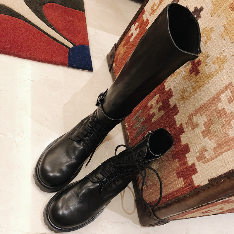 Vimas Spot 2019 new retro leather black Martin boots two wear high boots