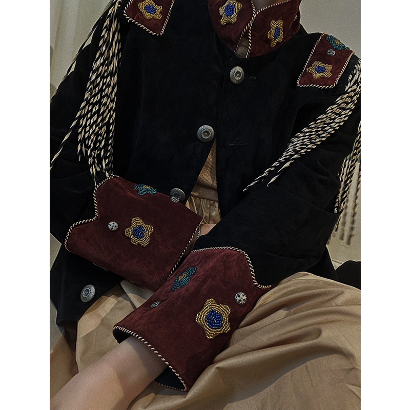 Vimas ■Heavy high-end line vtg middle-aged seiko beaded craft medieval vintage leather leather clothing