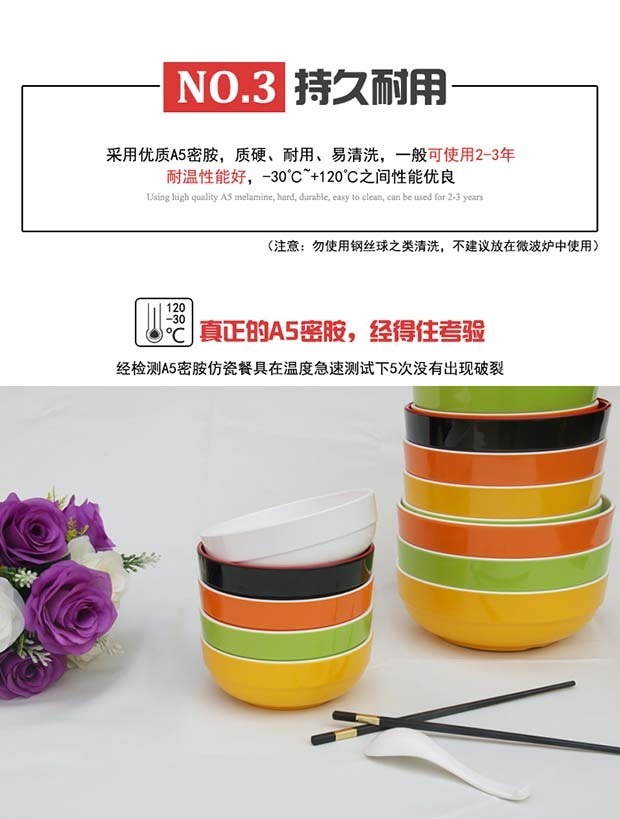 Ramen bát thương mại phở ăn liền bát nhựa nhà melamine bộ đồ ăn giả sứ sứ cay nóng bát ăn sáng bát cháo bát - Đồ ăn tối bộ bát đĩa đầy đủ