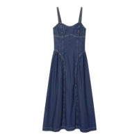 ZA Foreign Trade Export Women's Washed and Solid Color Processed Holiday Style Flared Skirt Soft Denim Suspender Skirt 1328040