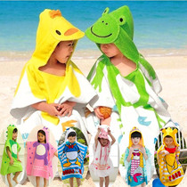 Childrens bathrobe absorbent towel cotton bathrobe cartoon bathing towel cloak baby swimming bath towel cloak hat