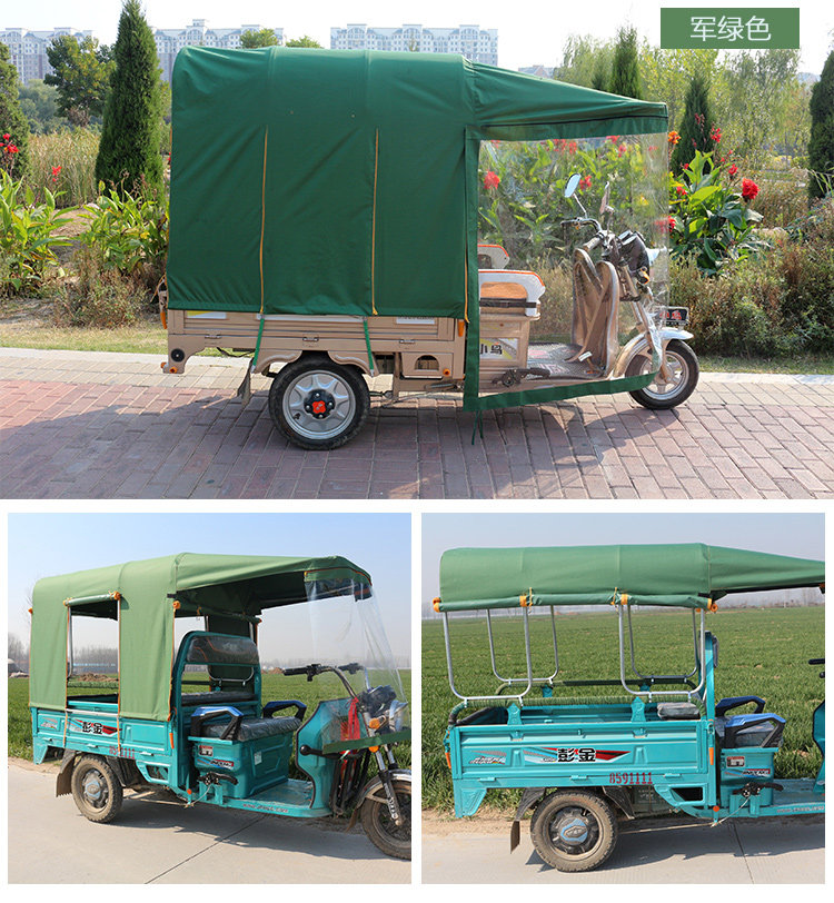 Tricycle Carport Awning Canopy Thickened Round Tube Folding Fully Enclosed Battery Car Tricycle Canopy