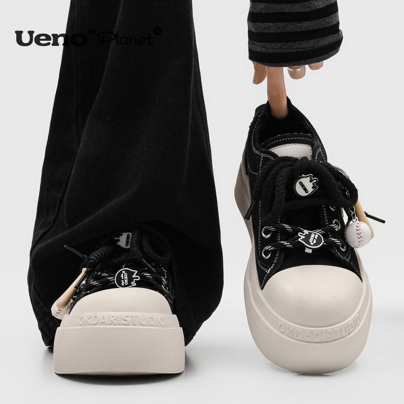 Ueno "Planet" American-Style Height-Increasing Sneakers for Men 2026 New Thick-Soled Breathable Canvas Shoes Versatile Casual Shoes for Women Ueno "Planet" American-Style Height-Increasing Sneakers for Men 2026 New Thick-Soled Breathable Canvas Shoes Versatile Casual Shoes for Women