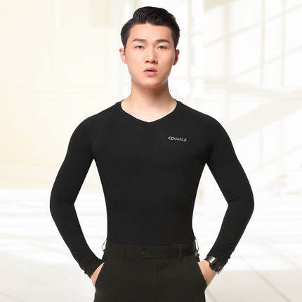 Dampolo men dance tops Modern sleeve collar tall Latin dance dress men and adults