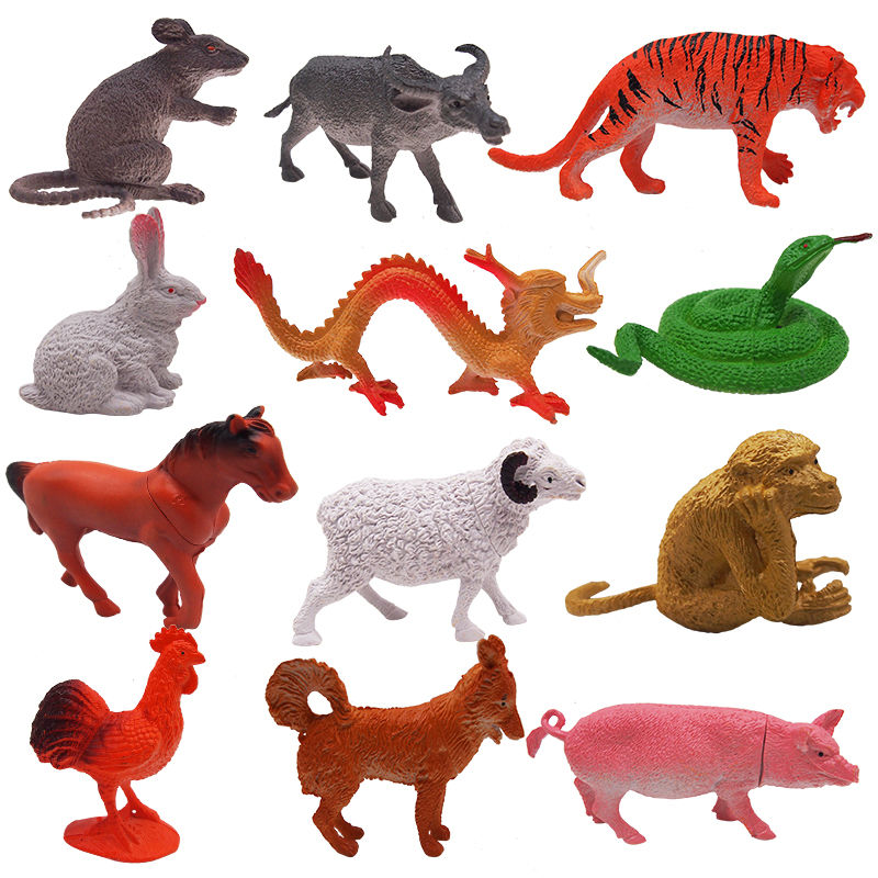 Zodiac Animal Model Emulation Dinosaur Plastic Bully Dragon Boy Toys Fear Dragon Egg Toy Children Presents