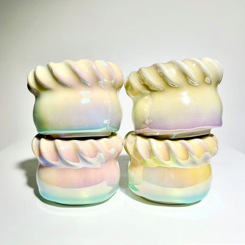 Simple and Colorful Rainbow Ceramic Succulent Flower Pot, Unique and Vibrant, Fresh and Cute for Desktop, Special Offer