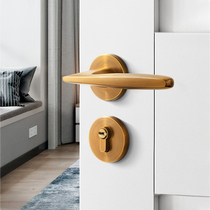 Yellow bronze split door lock indoor bedroom door lock Nordic household wooden door lock silent magnetic room door handle