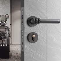 Nordic black steel brushed door lock indoor bedroom silent magnetic lock modern simple room door lock household door handle