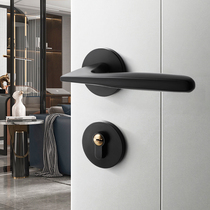 Black door lock indoor bedroom door lock household silent magnetic door handle modern wooden door lock simple split lock