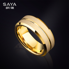 Sa Ya Ring Men's Wide Edition Gold Plated Trendy Men's Personalized Matte Tungsten Gold High Grade Feeling Ring, Index Finger Fashion Tail Ring