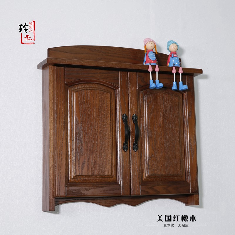 Gỗ rắn mới Trung Quốc sơn mở gỗ sồi đỏ hộp công tơ điện hộp trang trí hộp tắc mới Trung Quốc hộp tắc điện hộp phanh bằng gỗ - Cái hộp thùng gỗ trang trí